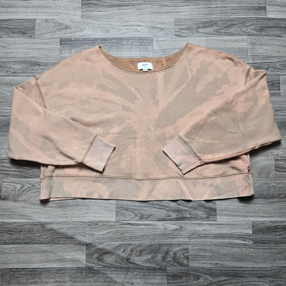 Aerie Tie Dye Cozy Crop Top Sweatshirt